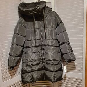 Madden Girl Women's Black Fleece Hooded Puffer Jacket Size M NWT
